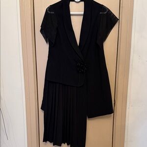 Black Two-Piece Pleated Dress Set
